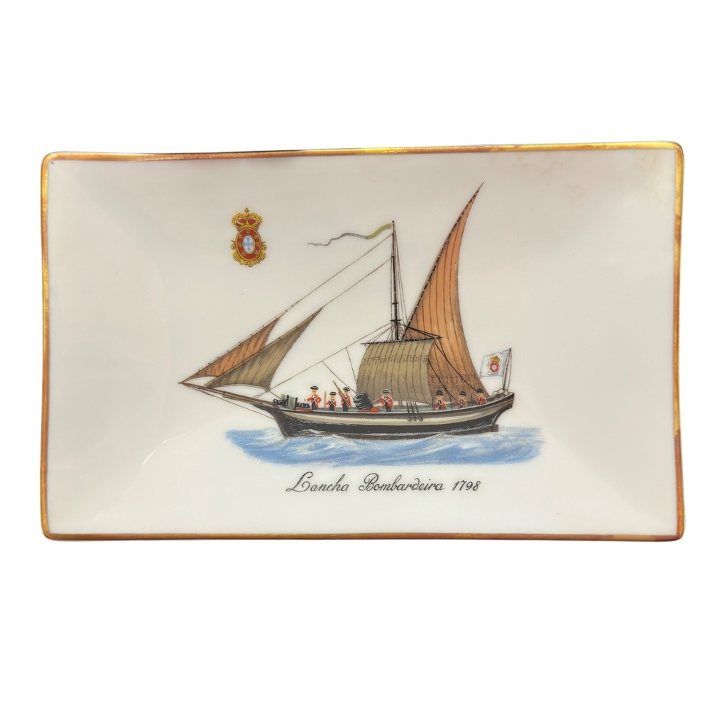 Vista Alegre Porcelain Ashtray Lancha Bombardeira 1798 Museu Marinha Portugal